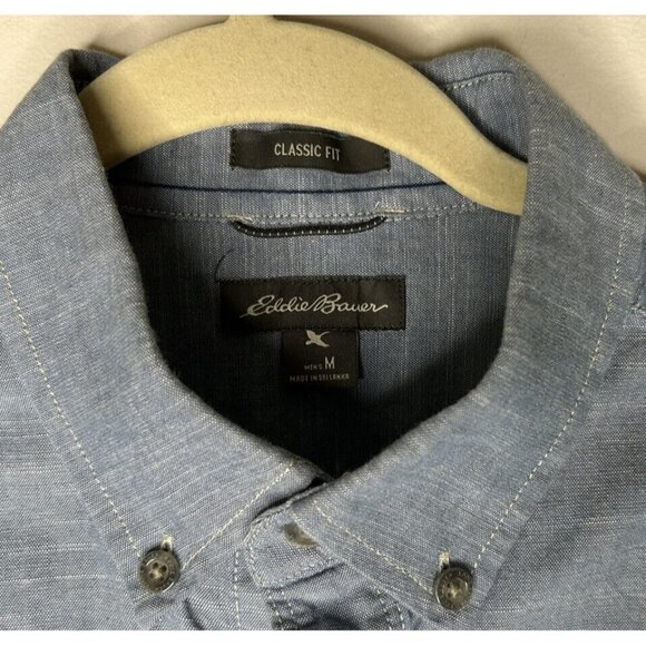 Eddie Bauer Men’s Classic Fit Button Down Shirt Blue Collared Size Medium - Picture 5 of 10